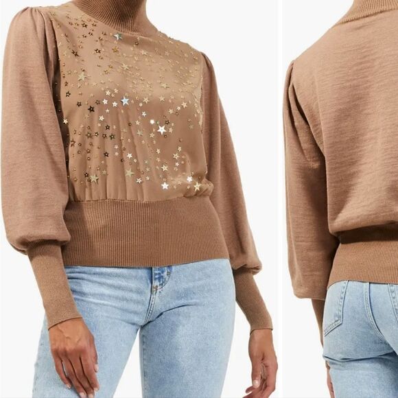 MaceyBeaded Star Turtleneck sweater, size S - Picture 2 of 5